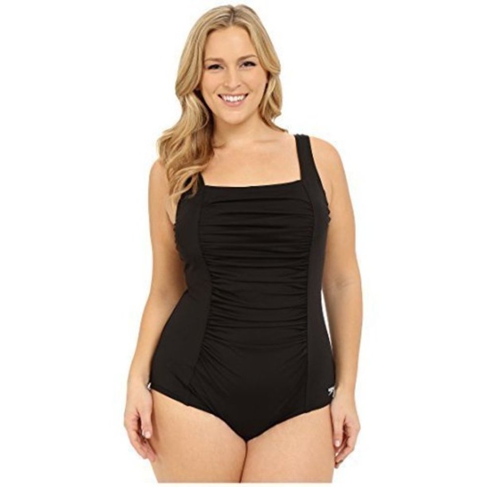 NWT Black Ruched Speedo Swimsuit Sz 20